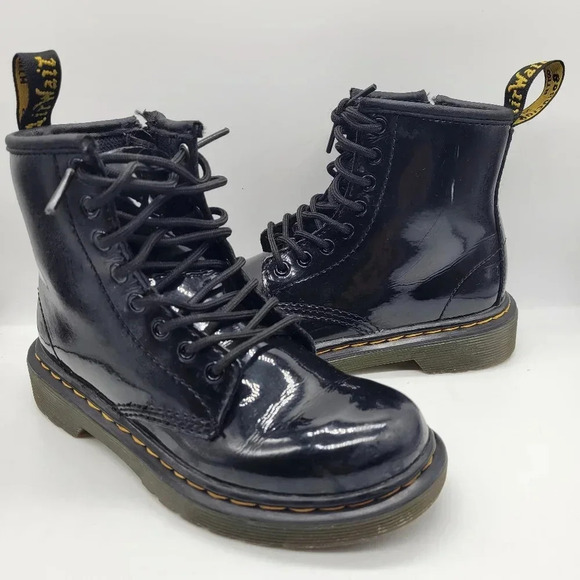 Dr. Martens Other - Dr. Martens Kids 1460 J Black Glossy Patent Leather Lace Up Ankle Boots US 12